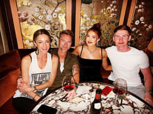 Group Dinner Floral Backdrop Wallpaper