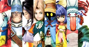 Group Of Iconic Final Fantasy Characters Gathered In A Stunning Scene Wallpaper