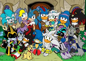 Group Of Sonic Characters In Action Wallpaper