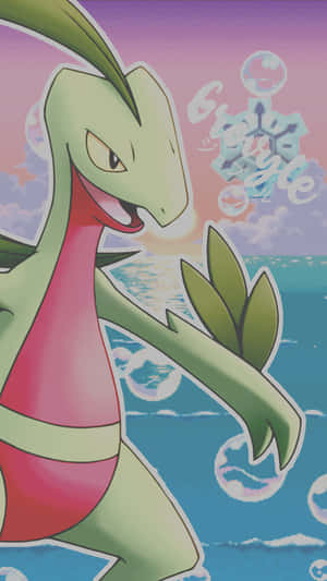 Grovyle Portrait With Bubbles Wallpaper