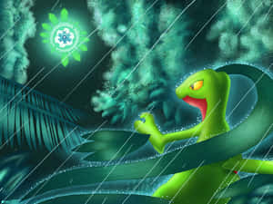 Grovyle Under Rain Wallpaper