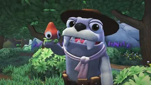 Grumpy Character Holding Bugsnak Wallpaper