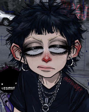 Grunge Cartoon Girl Short Hair Sleepy Eyes Wallpaper