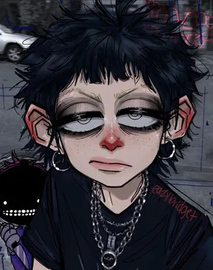 Grunge Cartoon Girl Short Hair Sleepy Eyes Wallpaper