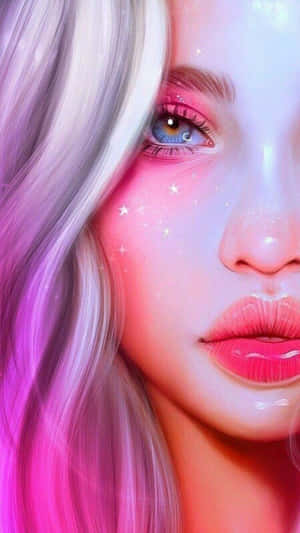Grunge Cartoon Pink Girl Wallpaper