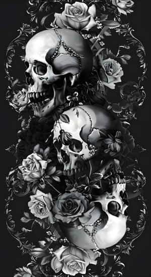 Grunge Goth Skull Roses Wallpaper