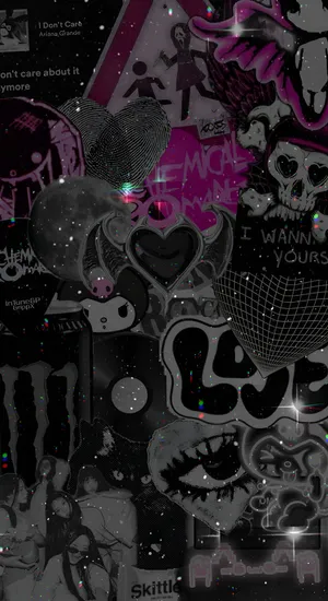 Grunge Goth Wall Collage Wallpaper