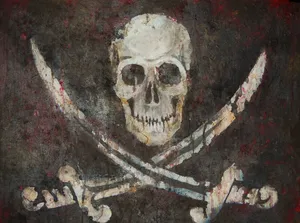 Grunge Jolly Roger Painting Wallpaper