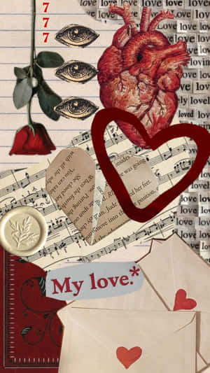 Grunge Lovecore Heart Collage Wallpaper