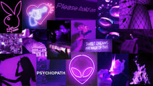 Grunge Neon Purple Collage Wallpaper