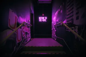 Grunge Neon Purple Staircase Aesthetic Wallpaper