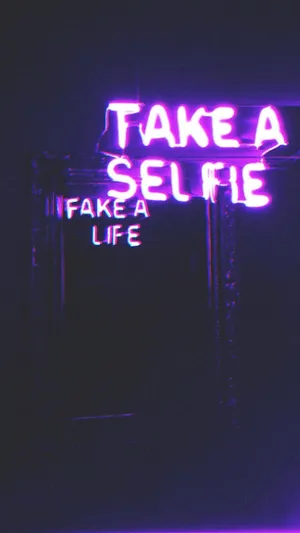 Grunge Neon Selfie Sign Purple Aesthetic.jpg Wallpaper