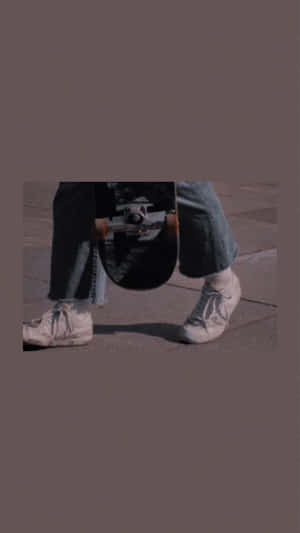Grunge Skater Aesthetic Skateboardand Sneakers.jpg Wallpaper