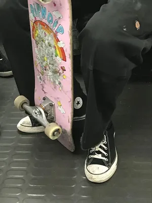 Grunge Skater Aestheticwith Skateboardand Sneakers Wallpaper