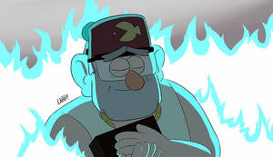 Grunkle Stan In Blue Flames Wallpaper