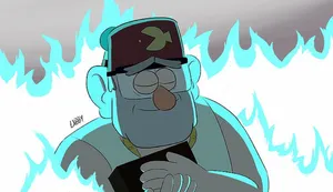 Grunkle Stan In Blue Flames Wallpaper