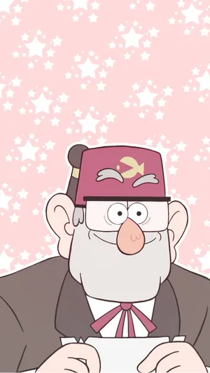 Grunkle Stan In Pink With Stars Wallpaper