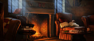 Gryffindor Common Room Cozy Evening Wallpaper