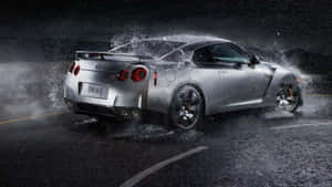 Gt-r Desktop Passing Through Rain Wallpaper