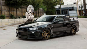 Gt R Gold Rims Jdm Anime Wallpaper