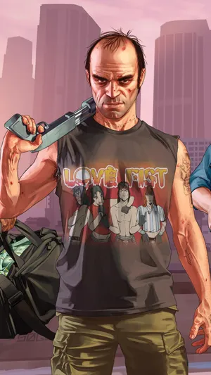 Gta 5 Iphone Badass Trevor With Gun Wallpaper