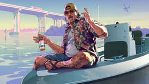 Gta 6 Character On Boat Wallpaper