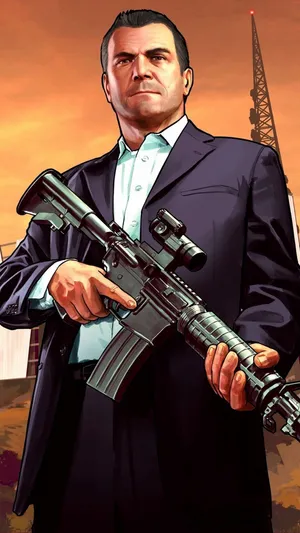 Gta Iphone Michael Weapon Wallpaper