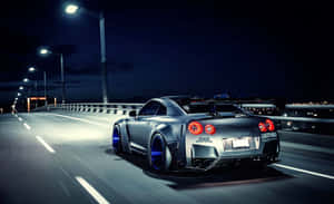 Gtr R35 Night Road Wallpaper