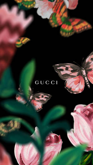 Gucci Floral Butterfly Design Wallpaper