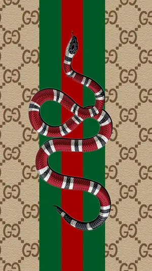 Gucci Snake On A Green And Red Background Wallpaper