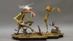 Guillermo Del Toro's Pinocchio Movie Poster Featuring A Dark And Magical World Of Puppetry And Fantasy Wallpaper