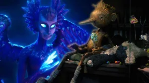 Guillermo Del Toro's Pinocchio Standing Under Dimly Lit Streetlights In A Mysterious Town. Wallpaper