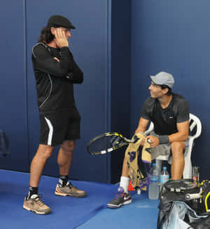 Guillermo Vilas Visiting Rafael Nadal In Manacor Wallpaper