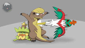 Gumshoos, Hawlucha, And Ludicolo Wallpaper