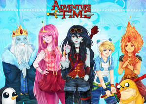 Gunter And Adventure Time Characters Wallpaper