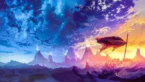 Gurren Lagann 4k Volcanoes Scenery Wallpaper
