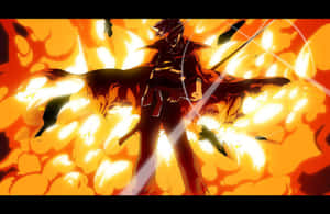 Gurren Lagann Kamina With His Iconic Cape And Sunglasses In An Action Pose. Wallpaper