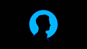 Guy Silhouette In Blue Round Frame Profile Wallpaper