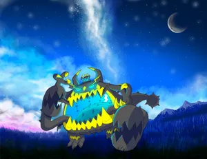 Guzzlord Starry Moon Sky Wallpaper