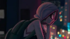 Gwen Stacy Swinging Through The City Wallpaper