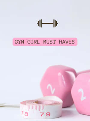 Gym Girl Essentials Pink Dumbbells Measuring Tape Wallpaper