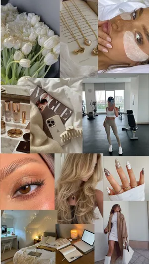 Gym Girl Lifestyle Aesthetic Collage.jpg Wallpaper