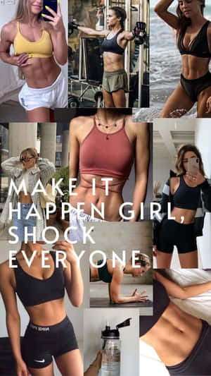 Gym Girl Motivation Collage Wallpaper