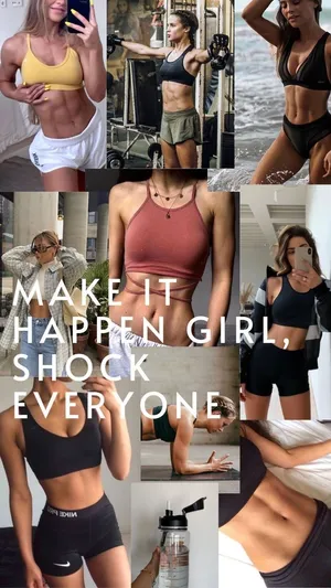 Gym Girl Motivation Collage Wallpaper