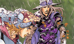 Gyro Zeppeli And Johnny In Rain Wallpaper