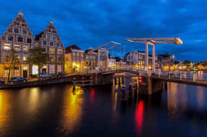 Haarlem Netherlands Evening Canal View Wallpaper