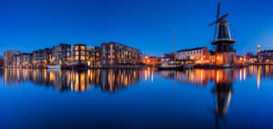 Haarlem Windmillat Twilight Panorama Wallpaper