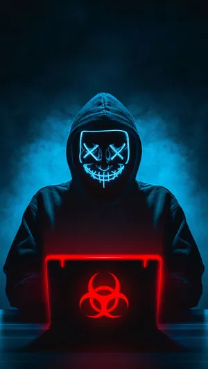 Hacker Red Light Up Laptop 3d Wallpaper