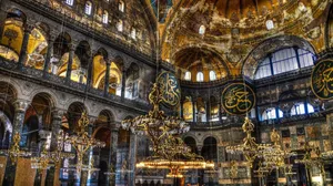 Hagia Sophia Temple Chandeliers Wallpaper