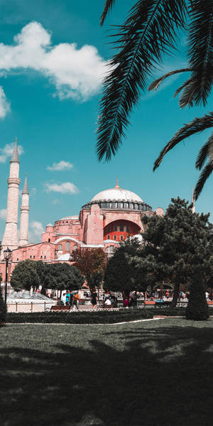 Hagia Sophia With Red Facade Wallpaper